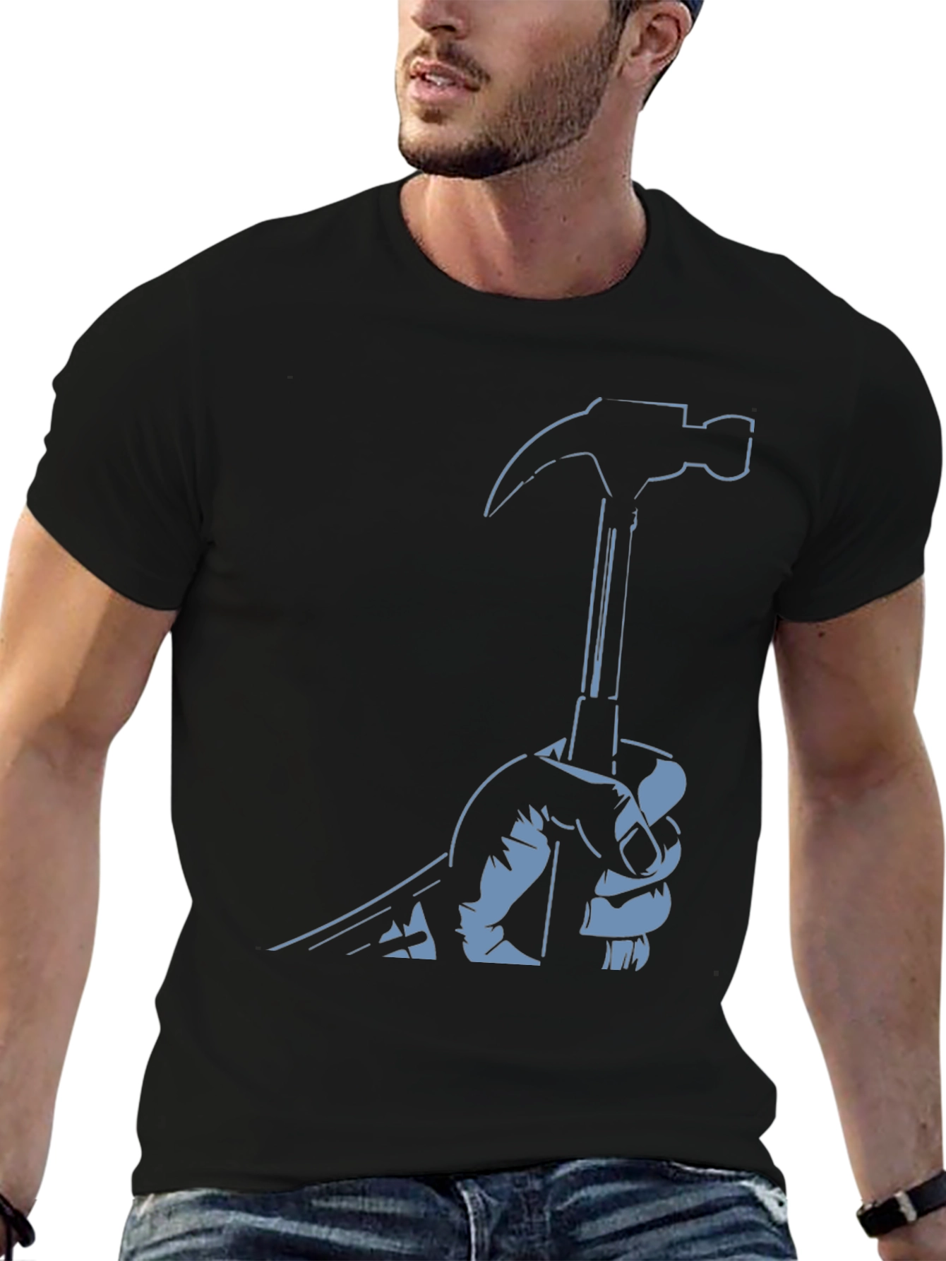 Hammer Graphic T-Shirt - Black Crew Neck Tee