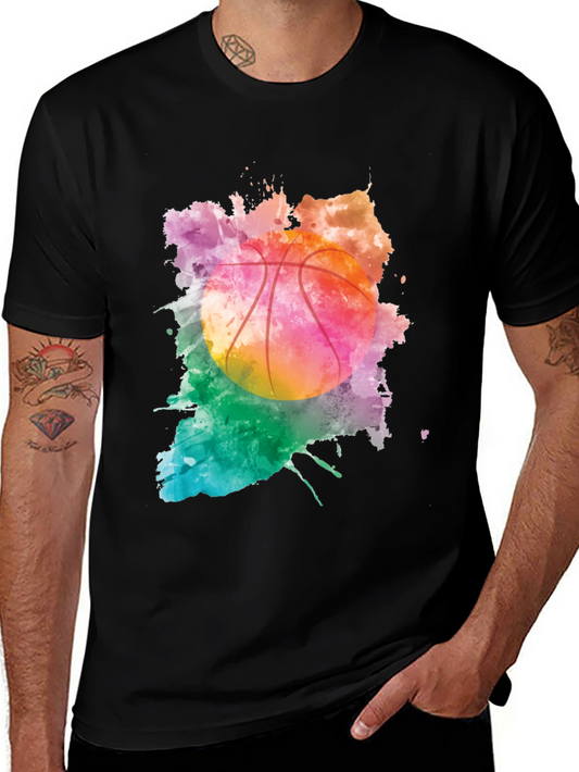 Watercolor Basketball Graphic T-Shirt