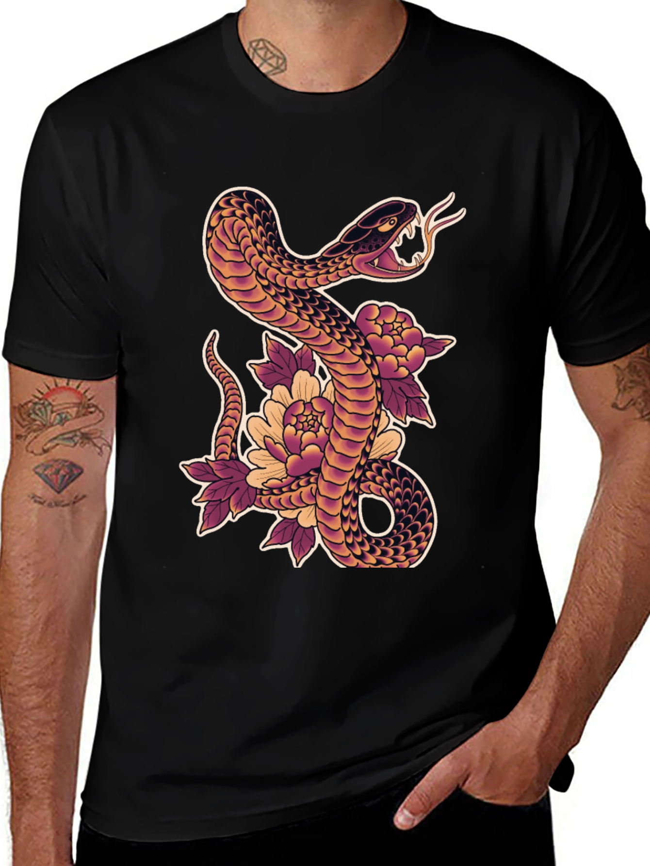 Snake & Flower Graphic T-Shirt
