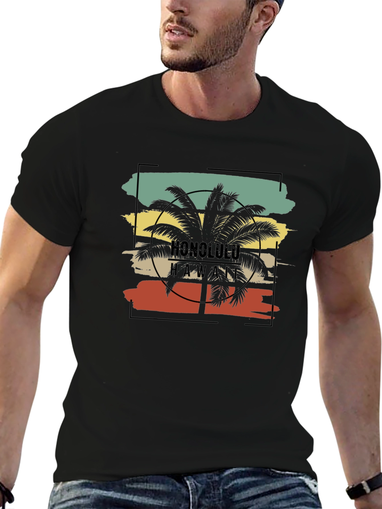 Retro Honolulu Hawaii Palm Tree T-Shirt