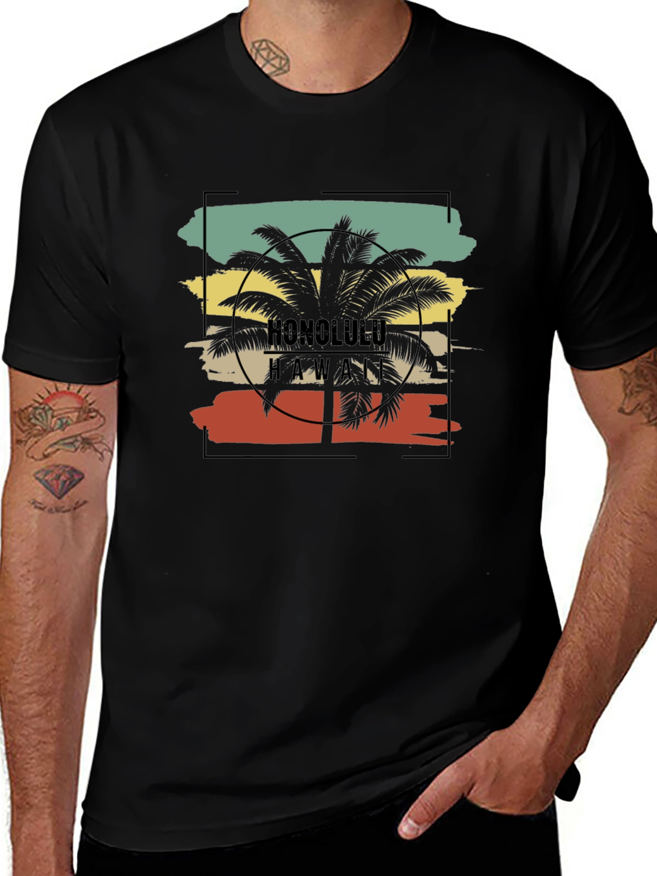Retro Honolulu Hawaii Palm Tree T-Shirt