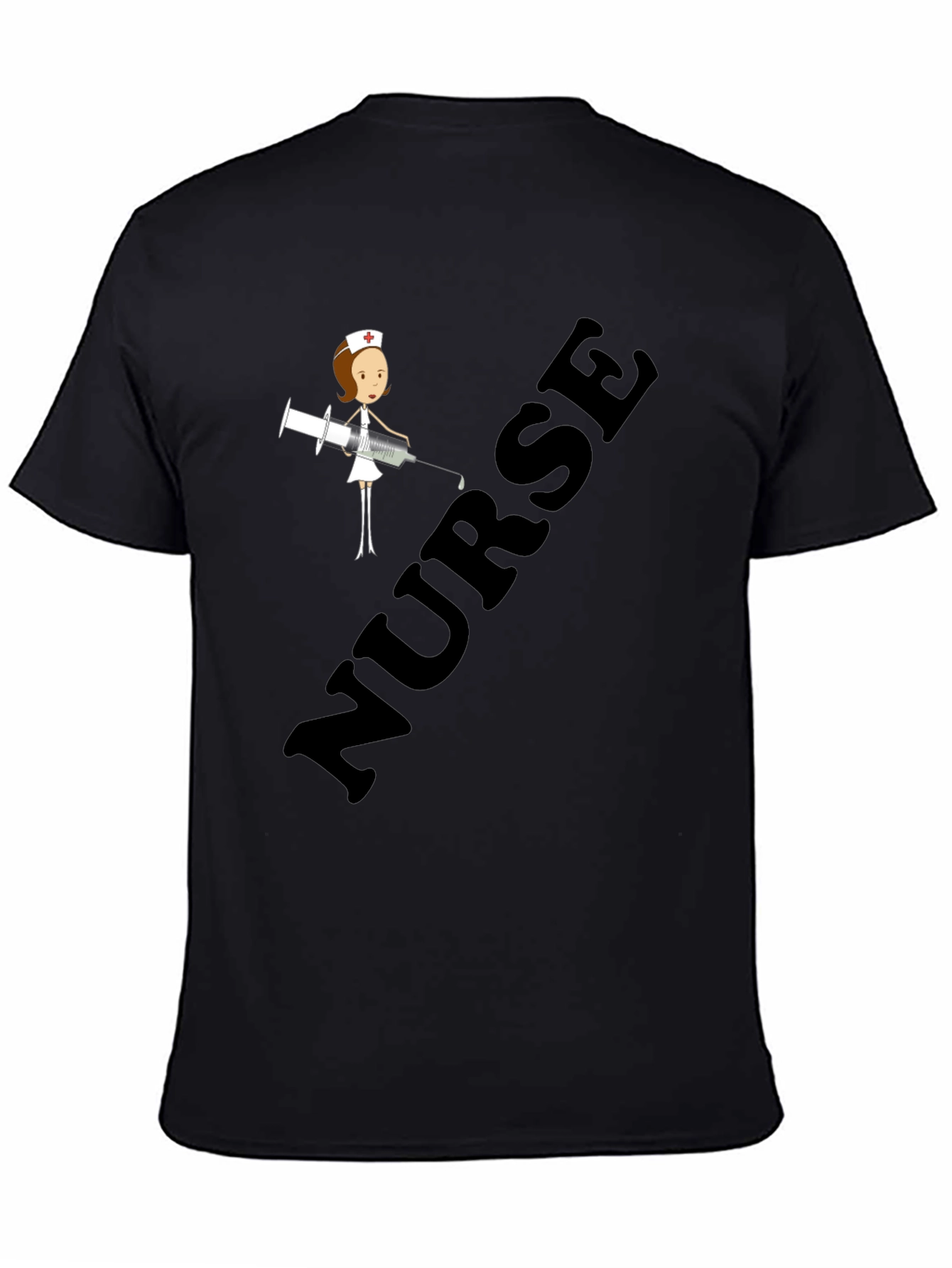 Nurse Cartoon Graphic T-Shirt - Unisex Black Tee