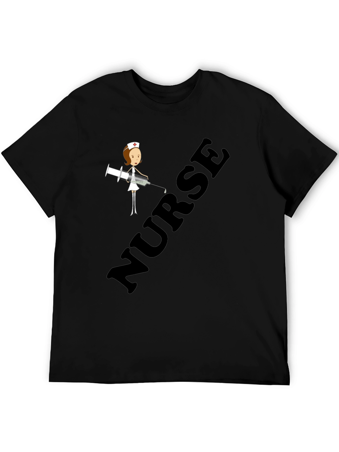 Nurse Cartoon Graphic T-Shirt - Unisex Black Tee