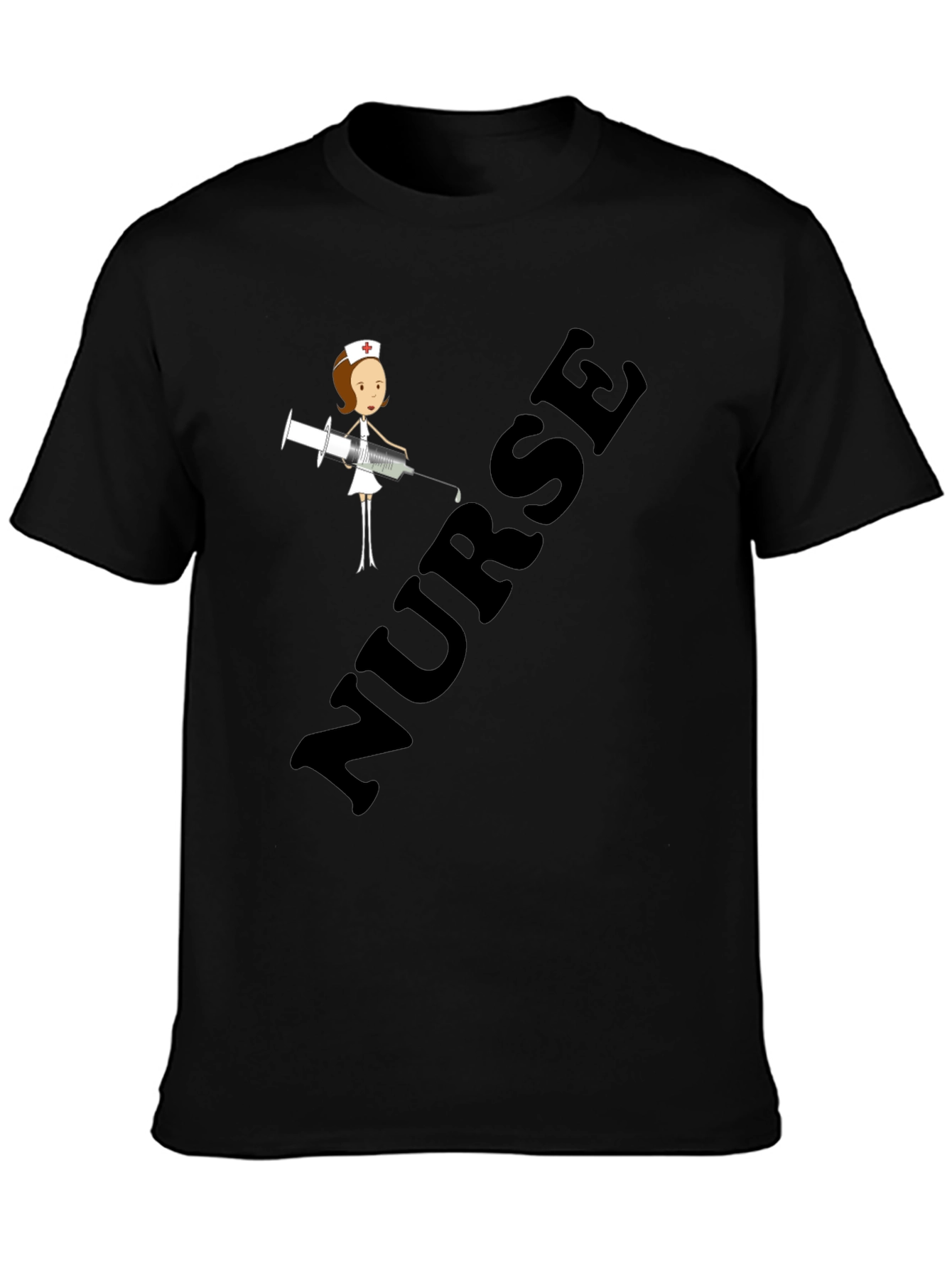 Nurse Cartoon Graphic T-Shirt - Unisex Black Tee