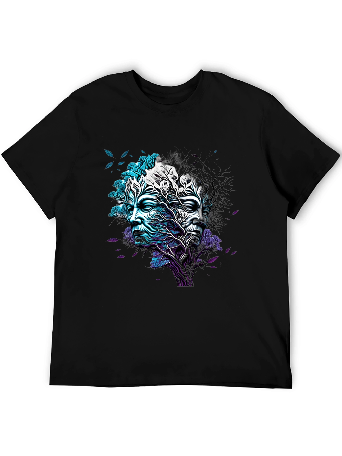 Nature Face Graphic Black T-Shirt