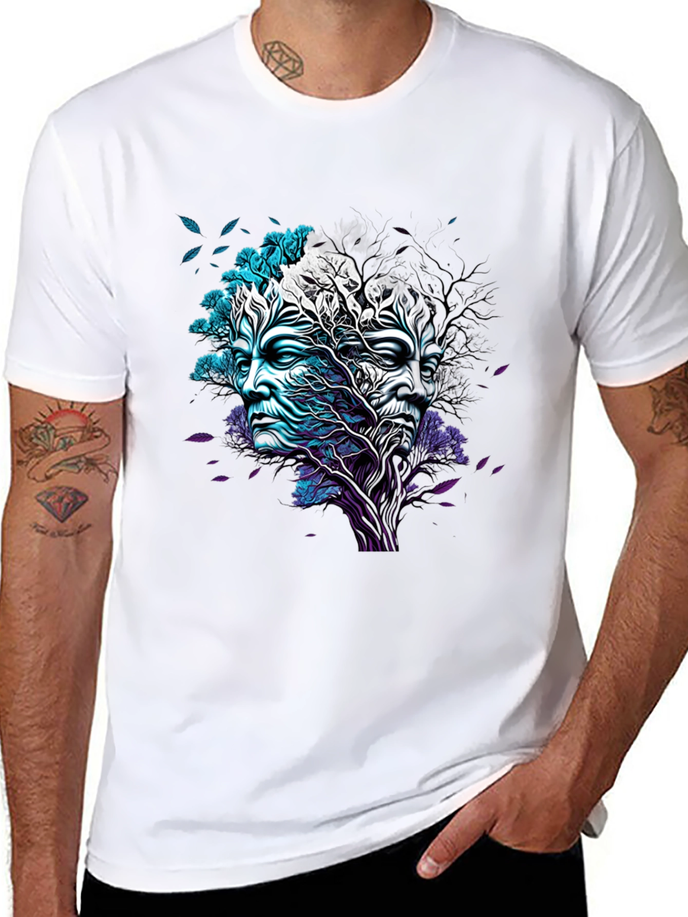 Nature Face Graphic Black T-Shirt
