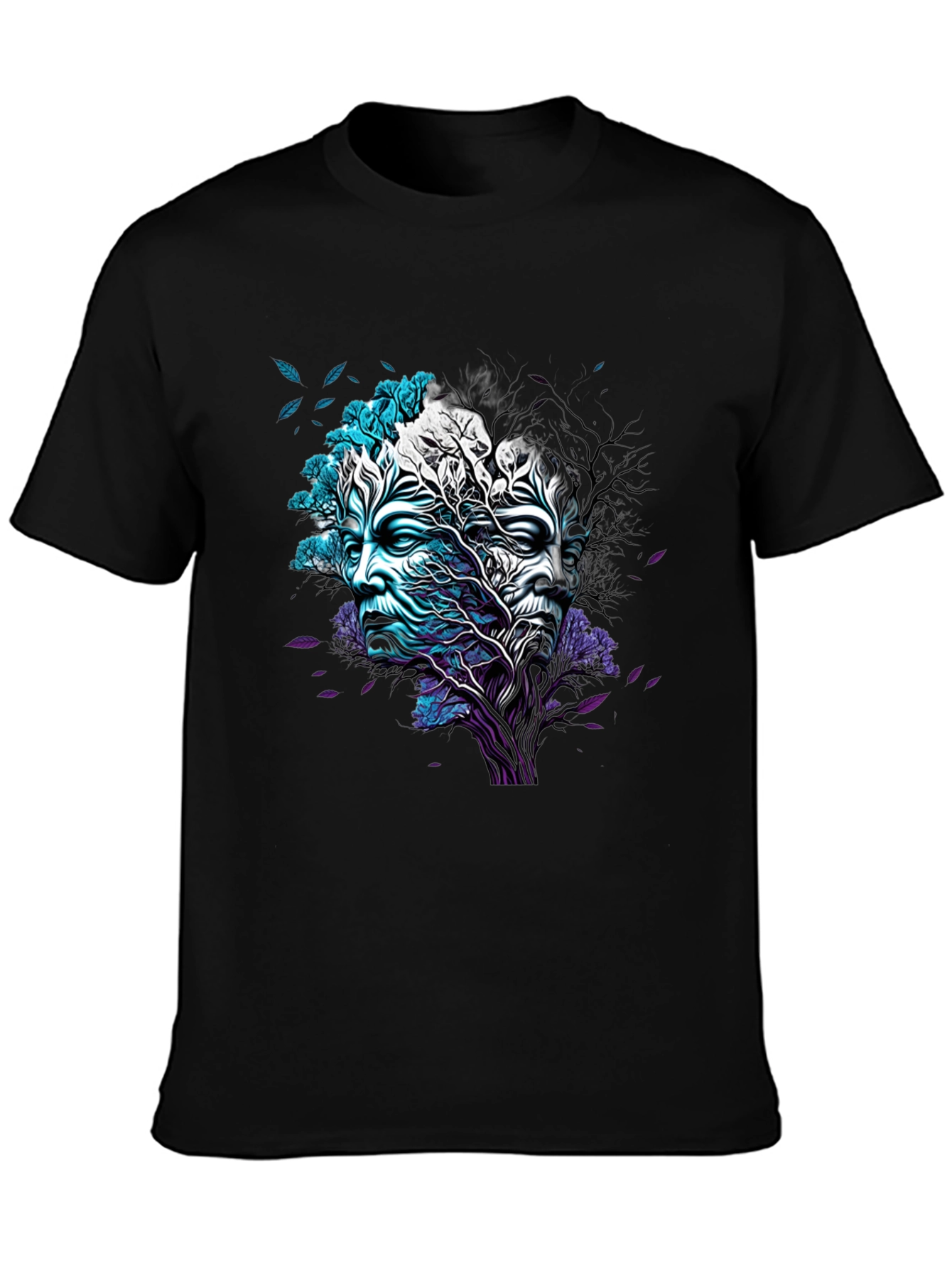 Nature Face Graphic Black T-Shirt