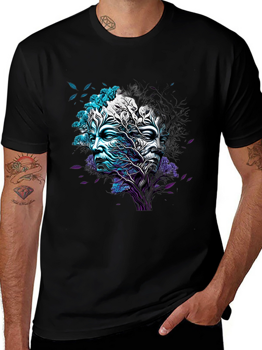 Nature Face Graphic Black T-Shirt