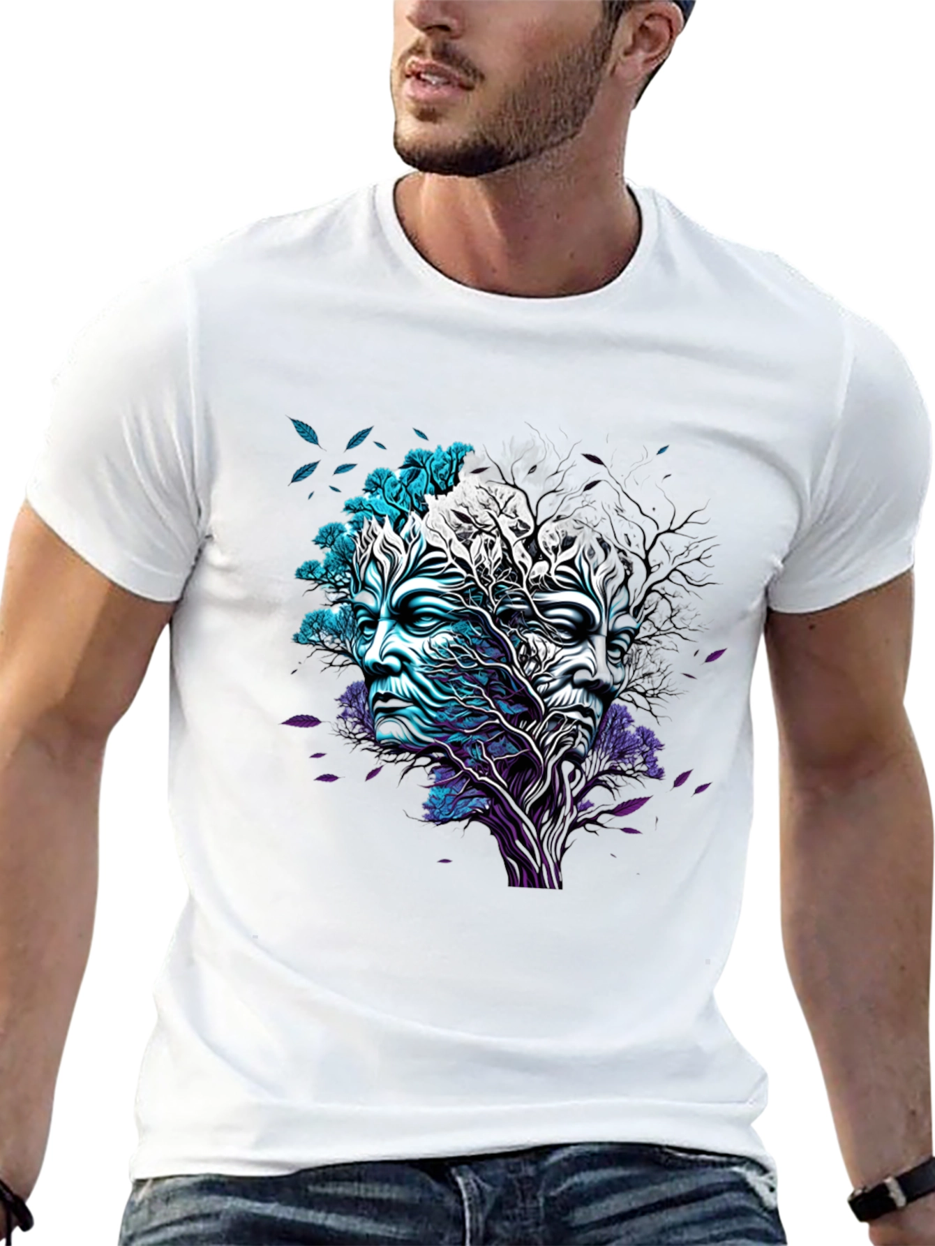 Nature Face Graphic Black T-Shirt