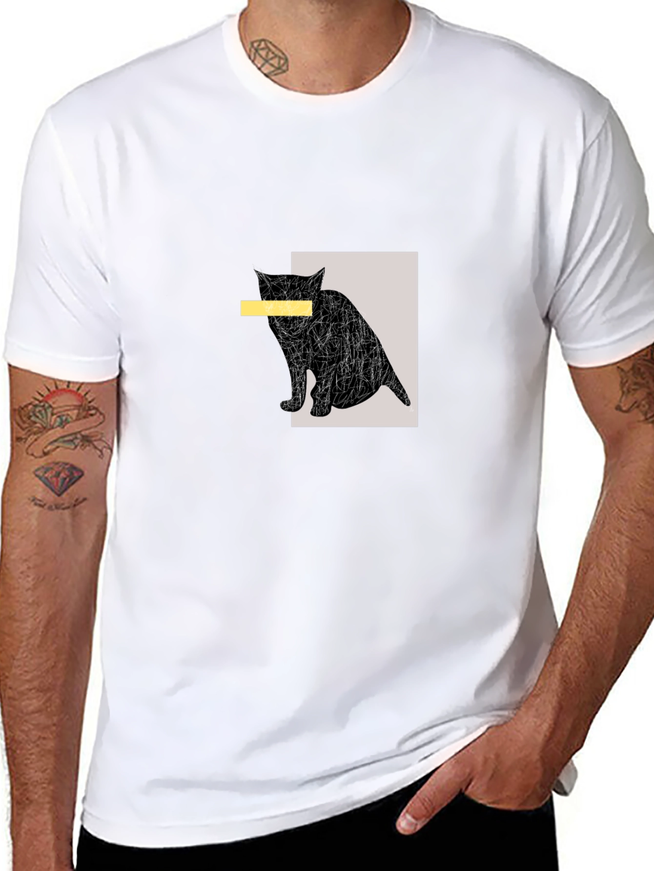 Abstract Cat Graphic Tee - Unisex Casual T-Shirt