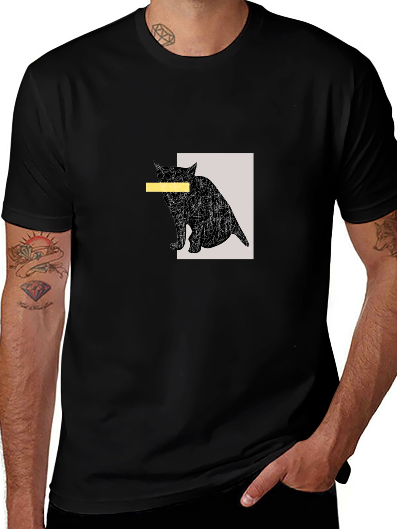 Abstract Cat Graphic Tee - Unisex Casual T-Shirt