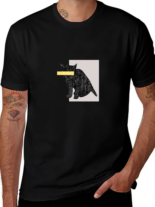 Abstract Cat Graphic Tee - Unisex Casual T-Shirt