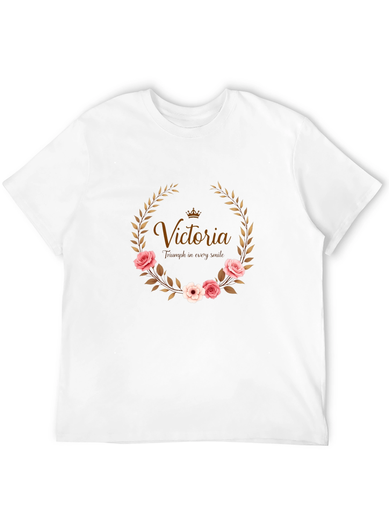 Floral Wreath Custom Name Black T-shirt