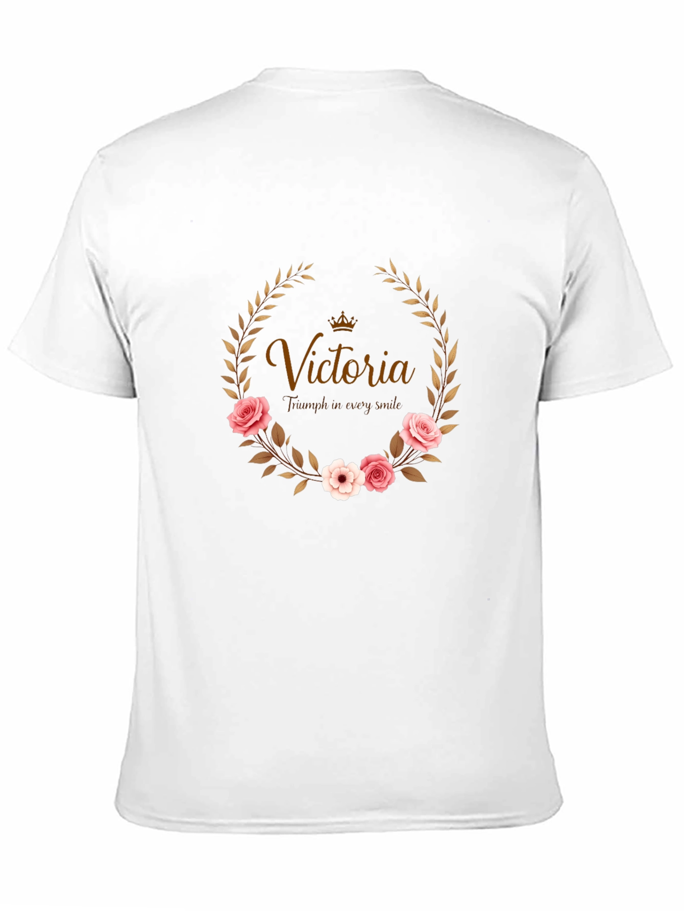 Floral Wreath Custom Name Black T-shirt