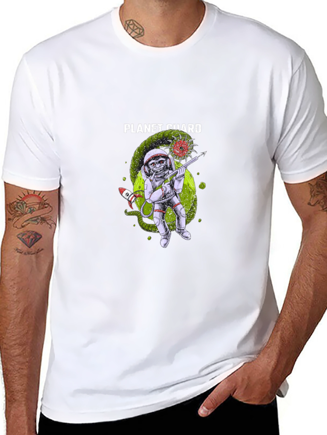 Planet Guard Graphic Tee - Space Defender Style