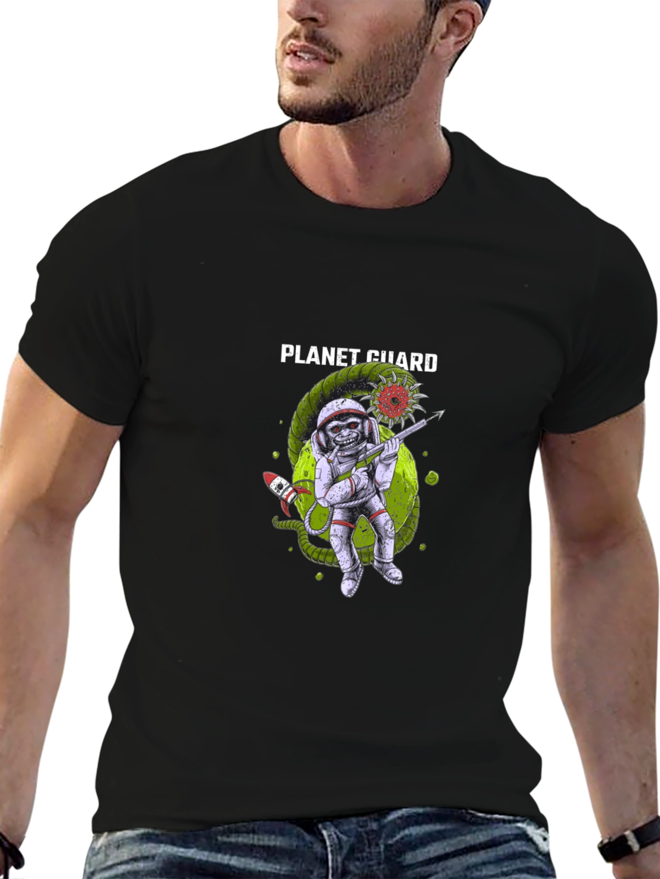 Planet Guard Graphic Tee - Space Defender Style