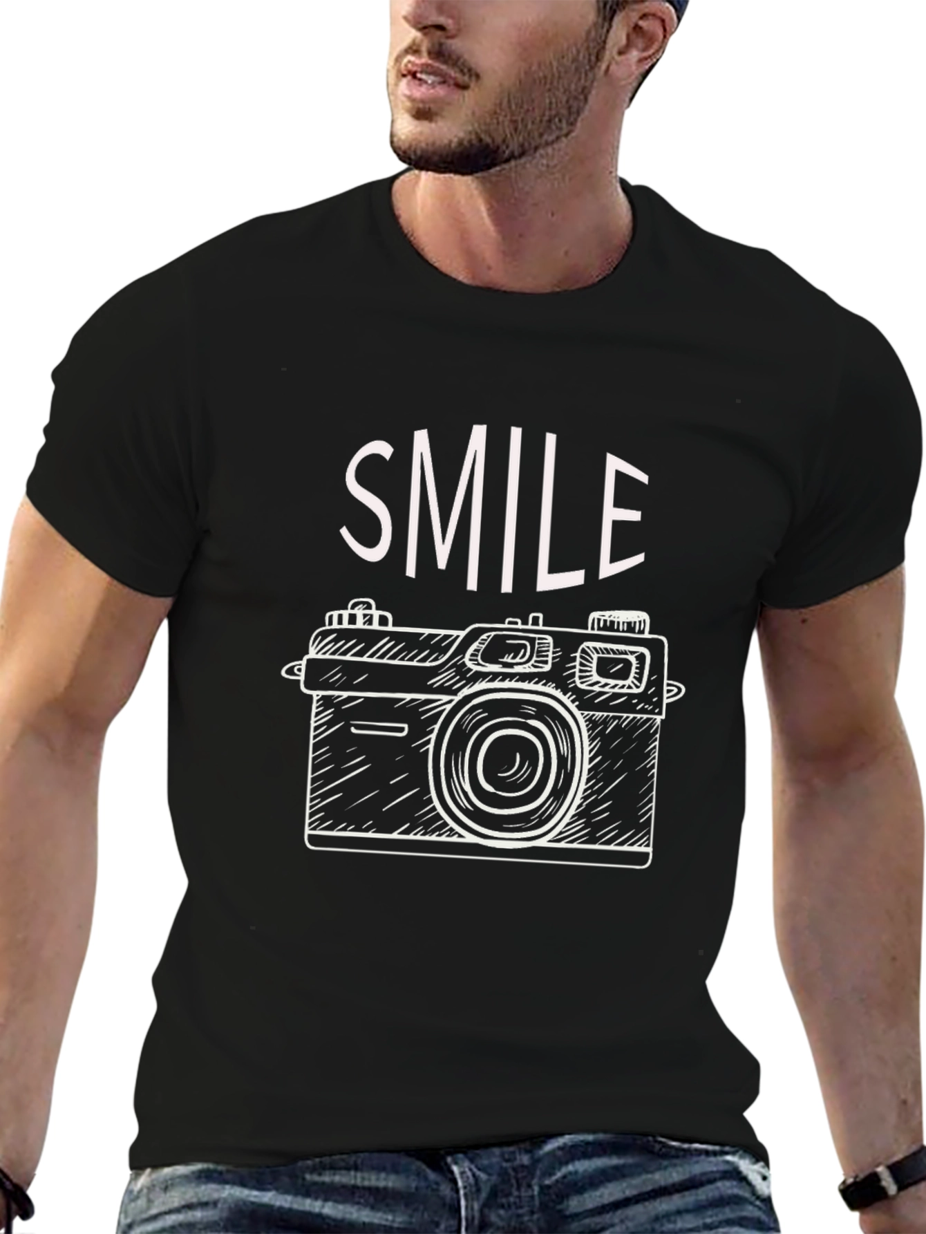 Smile Camera Graphic T-Shirt - Casual Trendy Tee