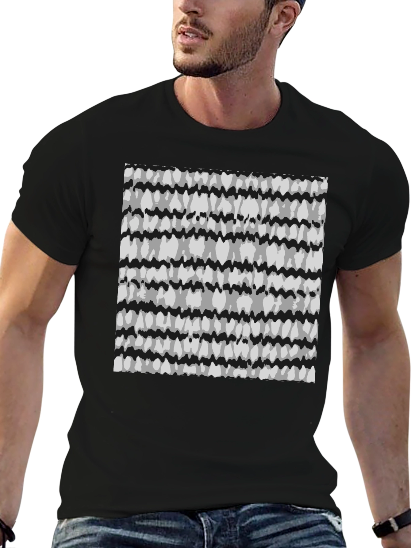 Abstract Pattern Black T-Shirt