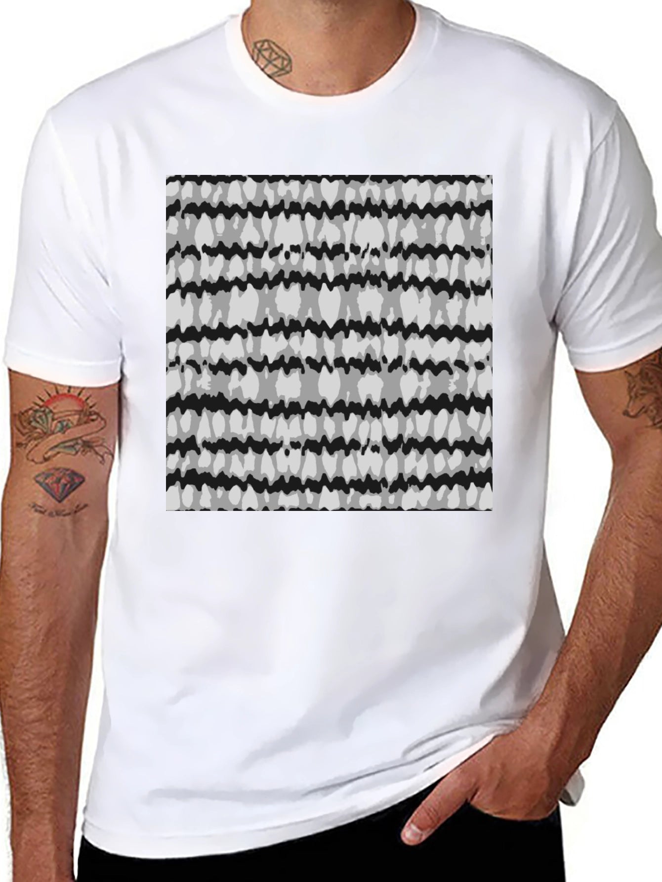 Abstract Pattern Black T-Shirt