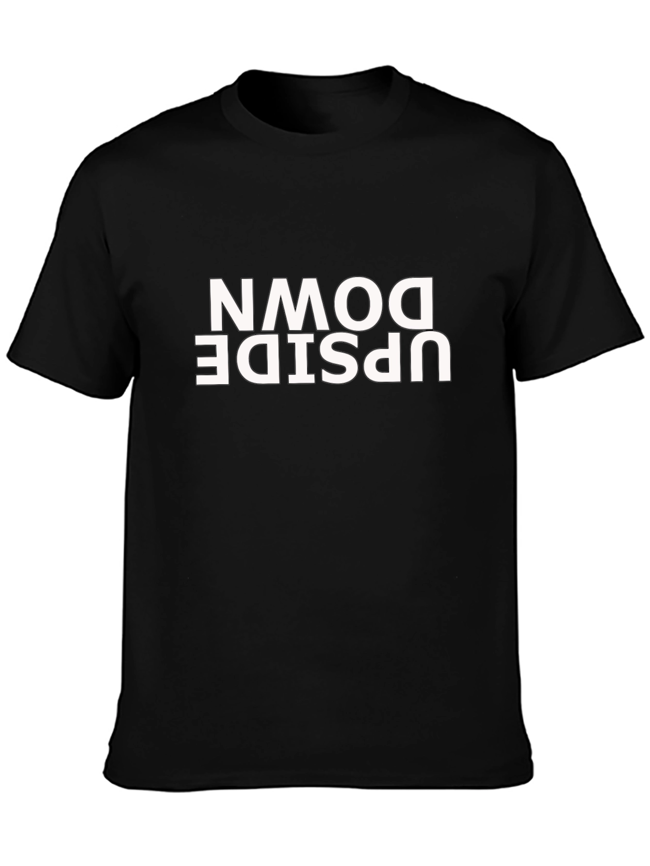 Upside Down Graphic Tee - Black Casual T-Shirt