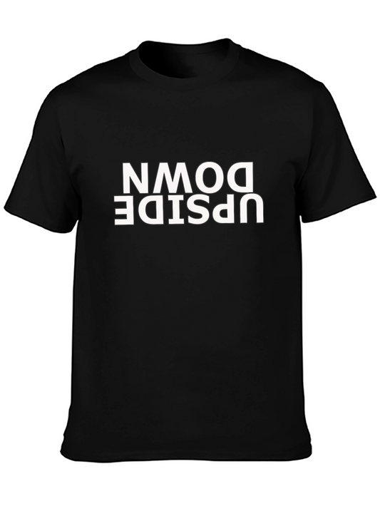 Upside Down Graphic Tee - Black Casual T-Shirt
