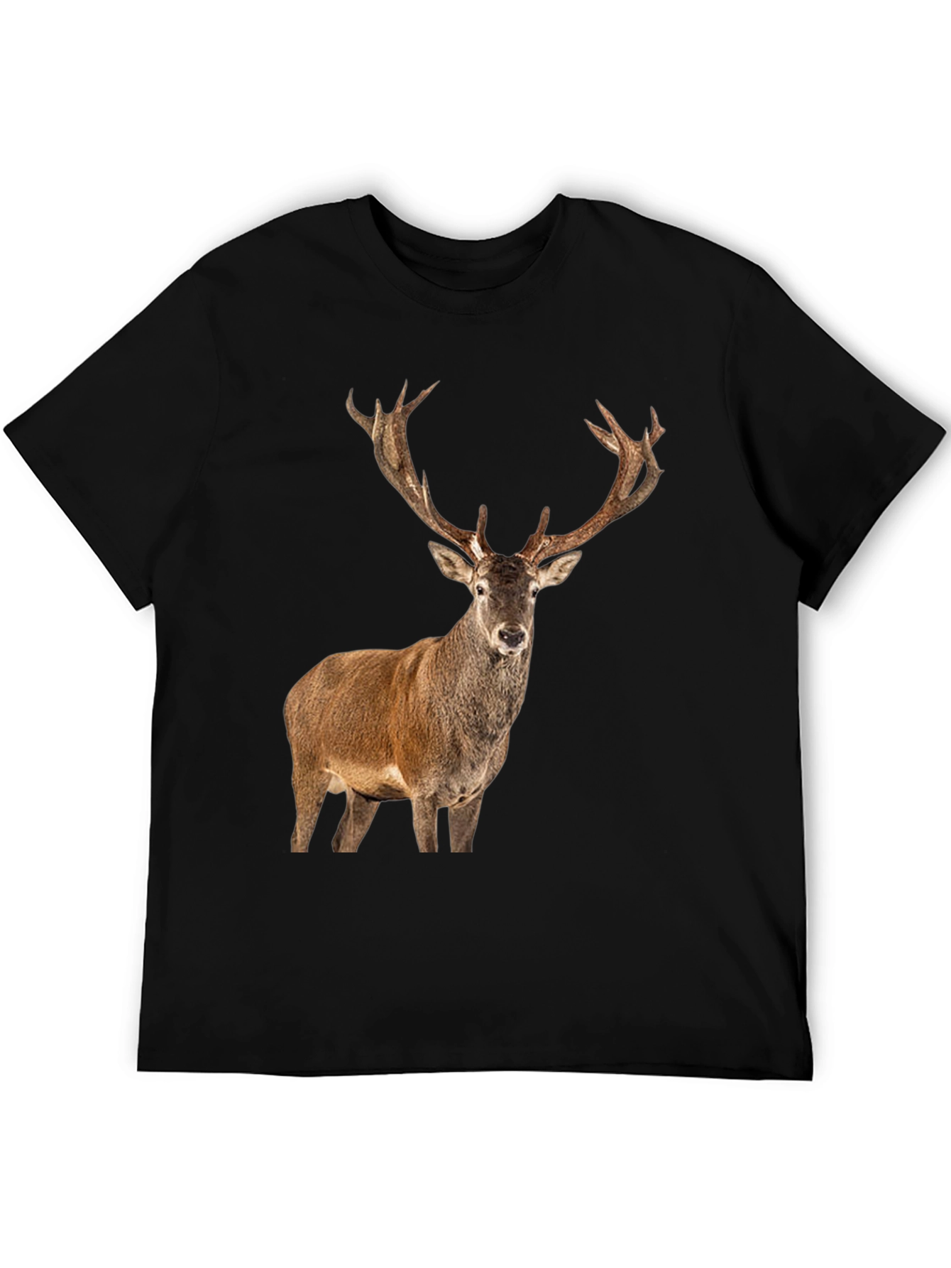 Deer Graphic Print Black T-Shirt