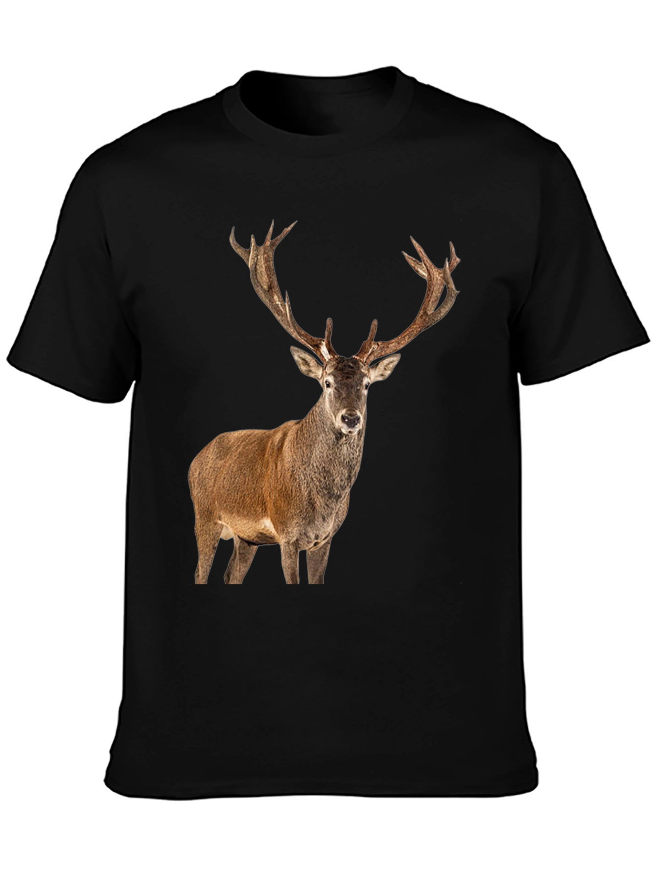 Deer Graphic Print Black T-Shirt