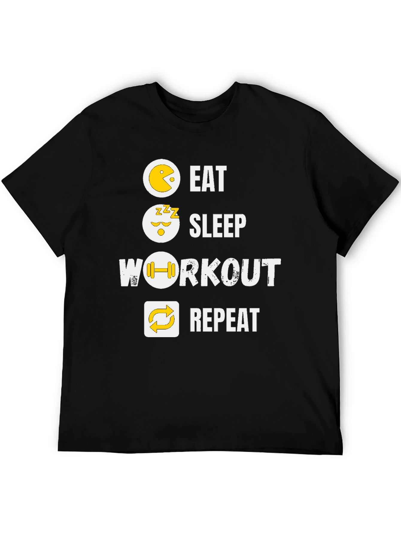 Eat Sleep Workout Repeat Black Graphic Tee