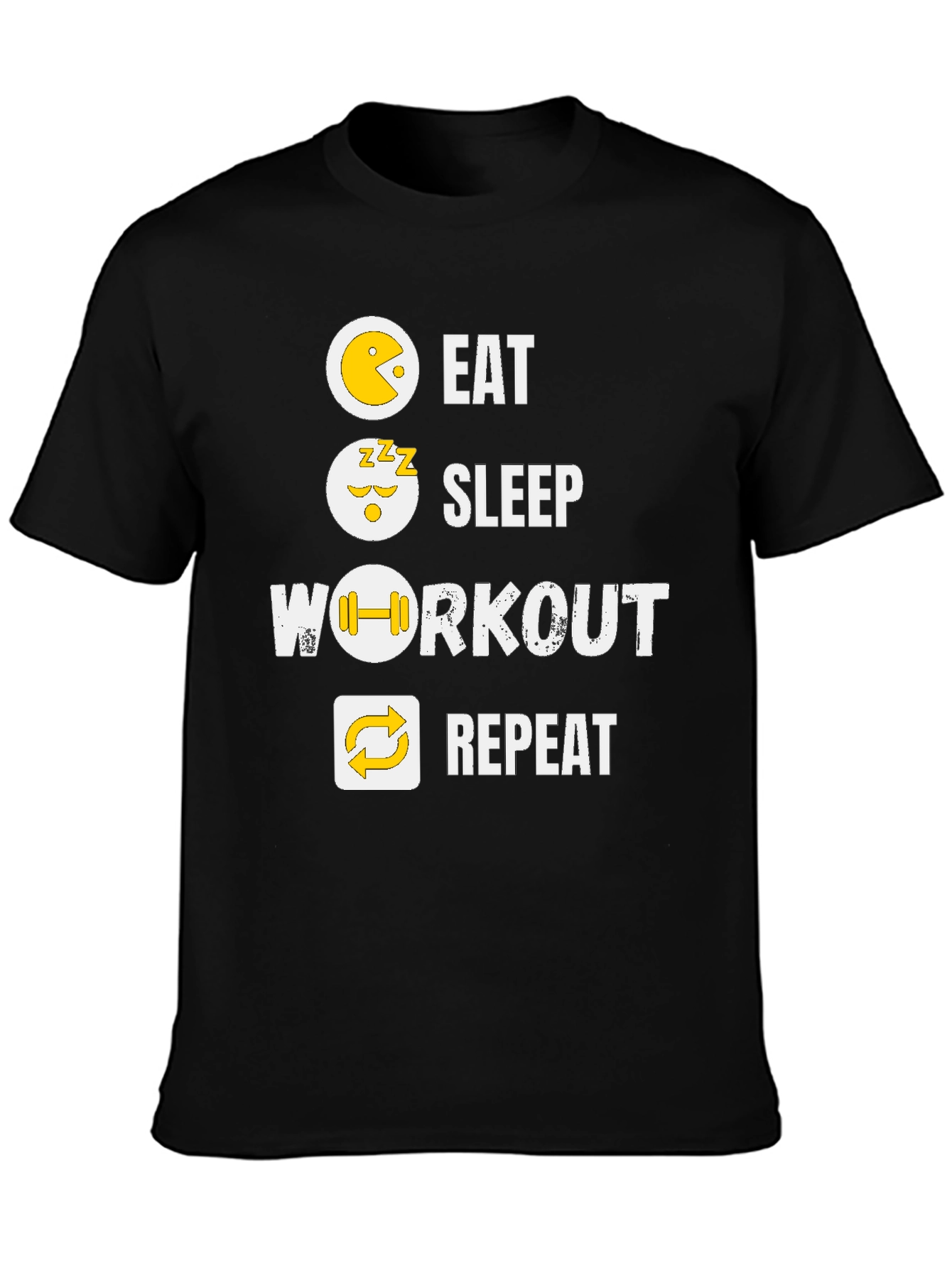 Eat Sleep Workout Repeat Black Graphic Tee