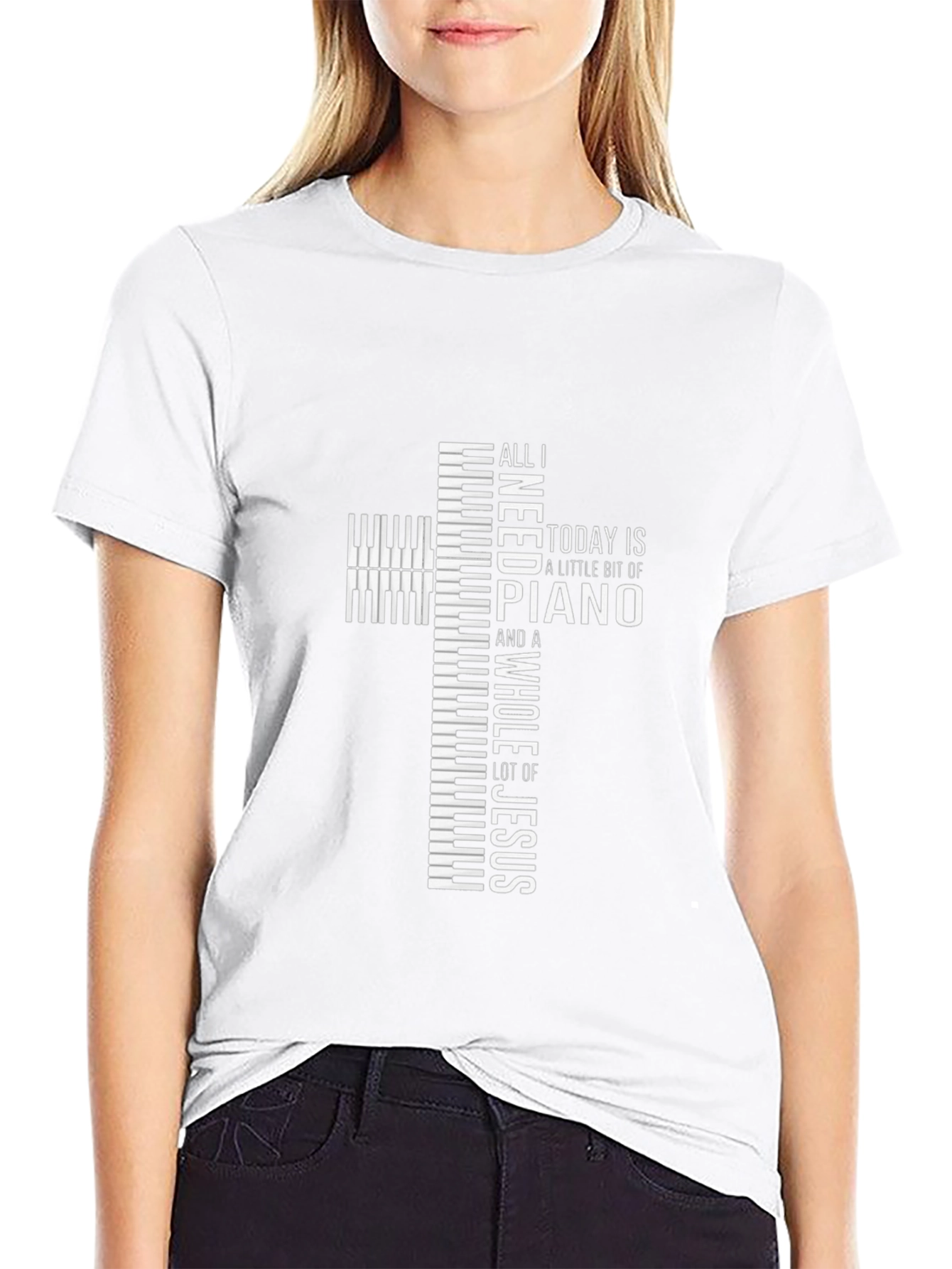 Piano and Jesus Graphic T-Shirt