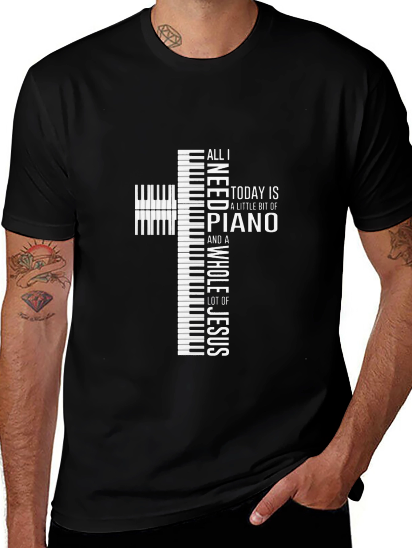 Piano and Jesus Graphic T-Shirt
