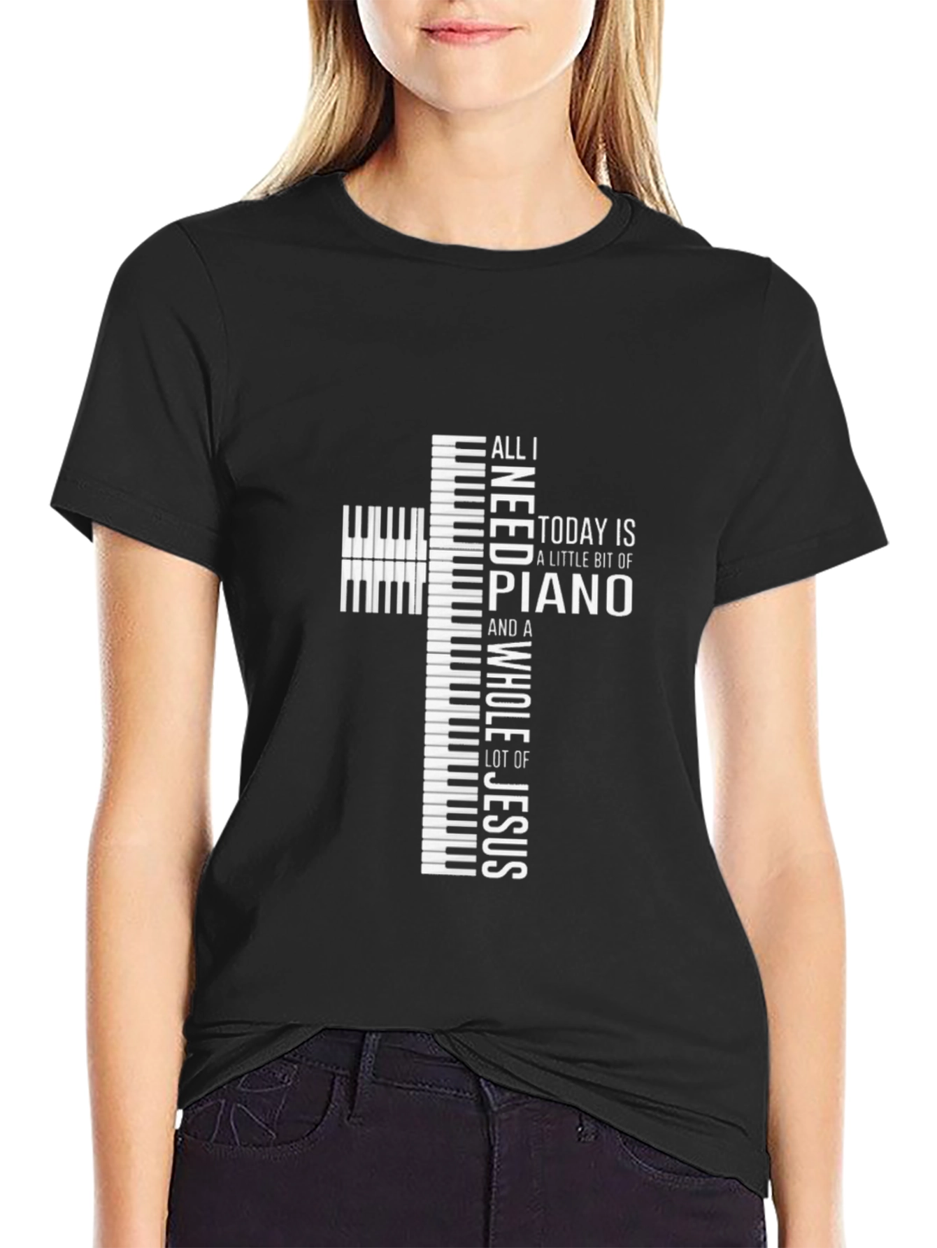 Piano and Jesus Graphic T-Shirt