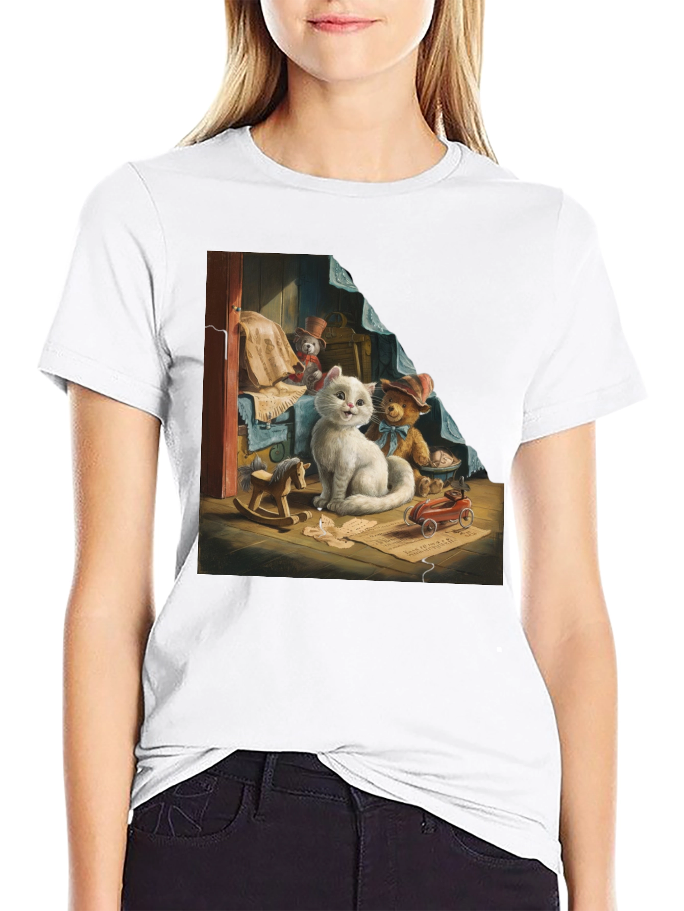 Cute Cat with Toys Graphic Tee