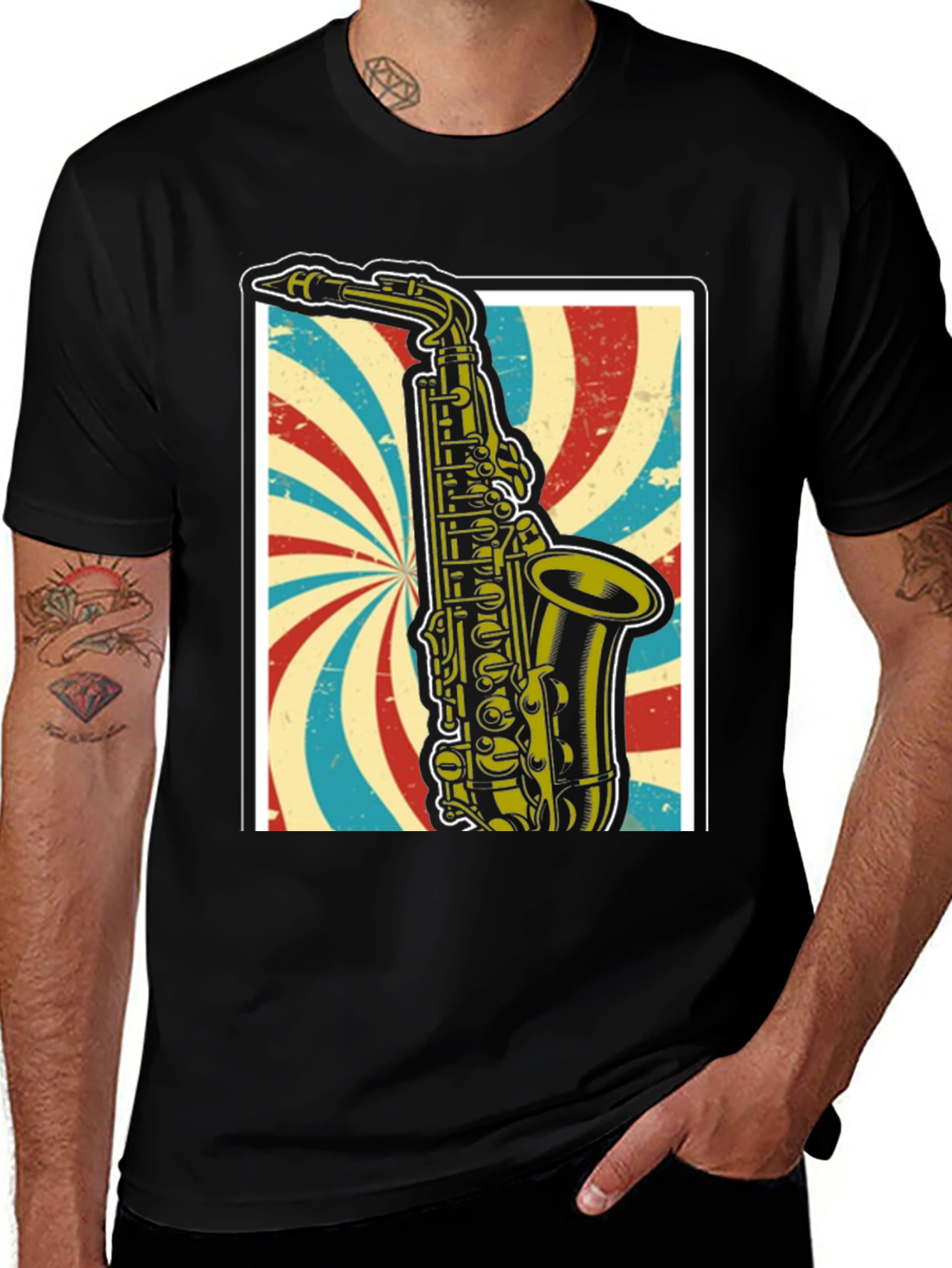 Retro Saxophone Graphic T-Shirt