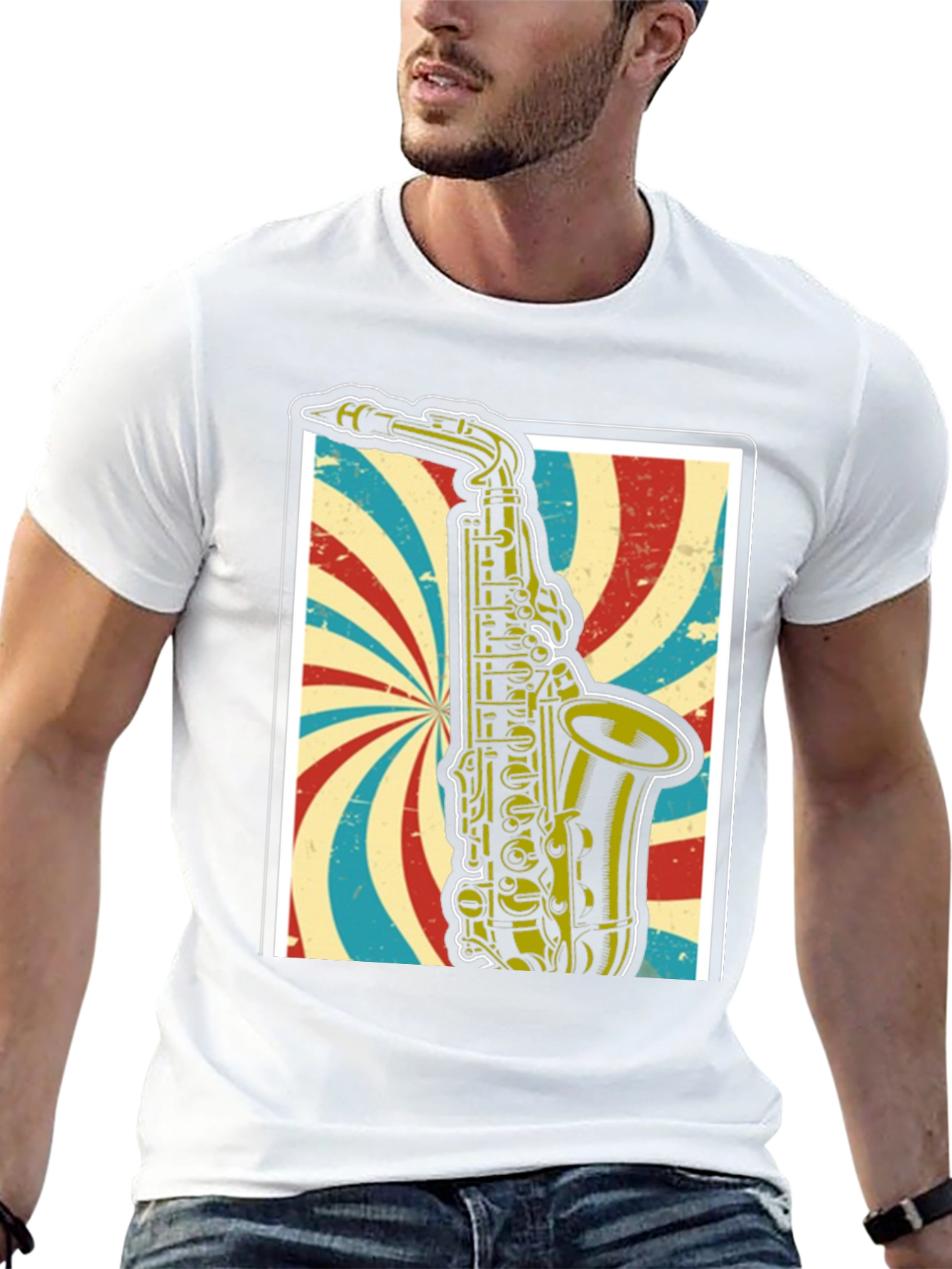 Retro Saxophone Graphic T-Shirt