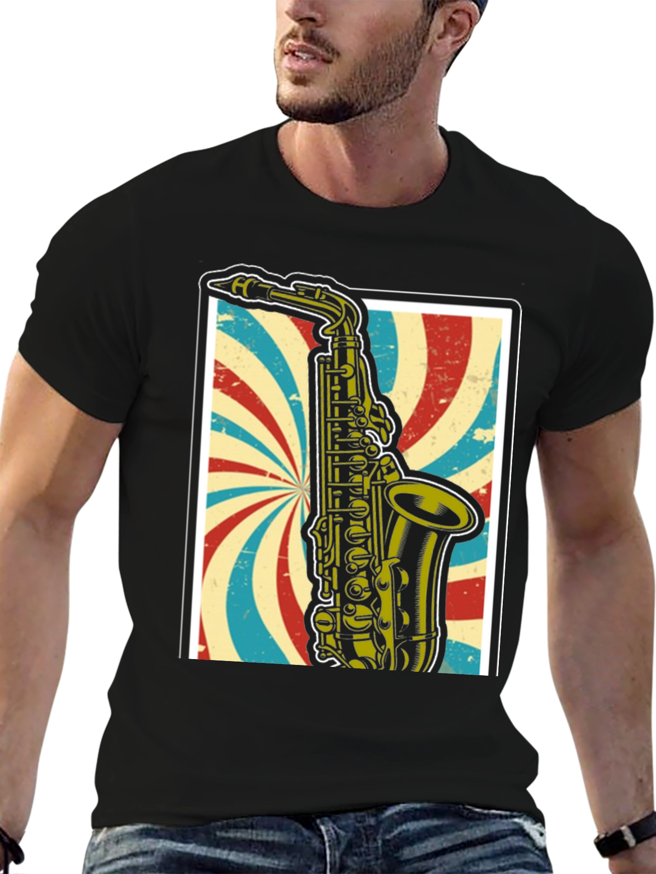 Retro Saxophone Graphic T-Shirt