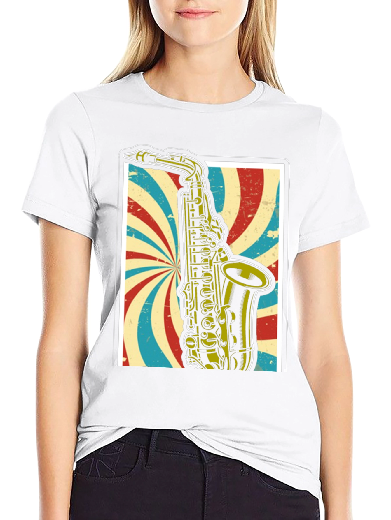 Retro Saxophone Graphic T-Shirt