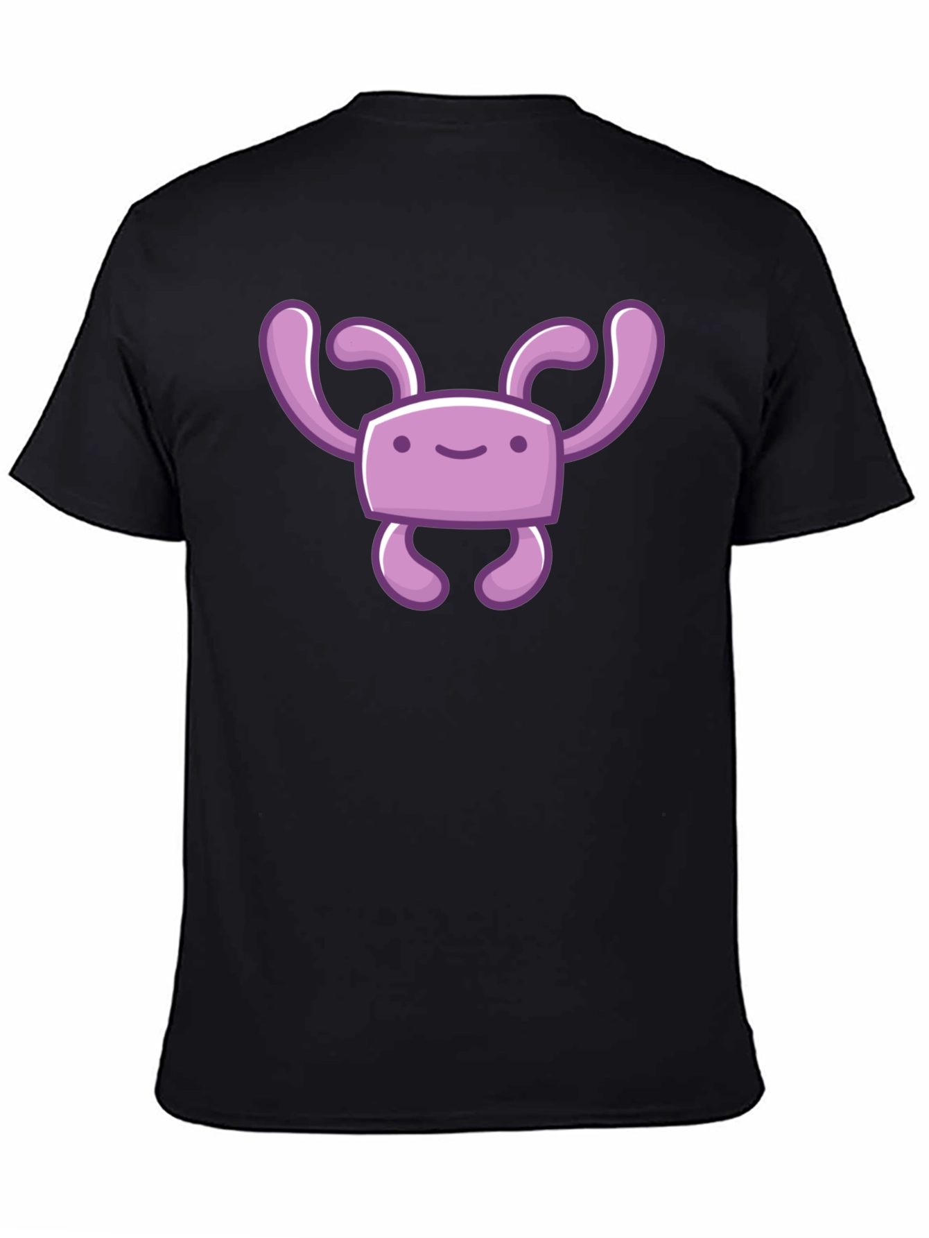 Cute Purple Cartoon Character Black T-Shirt