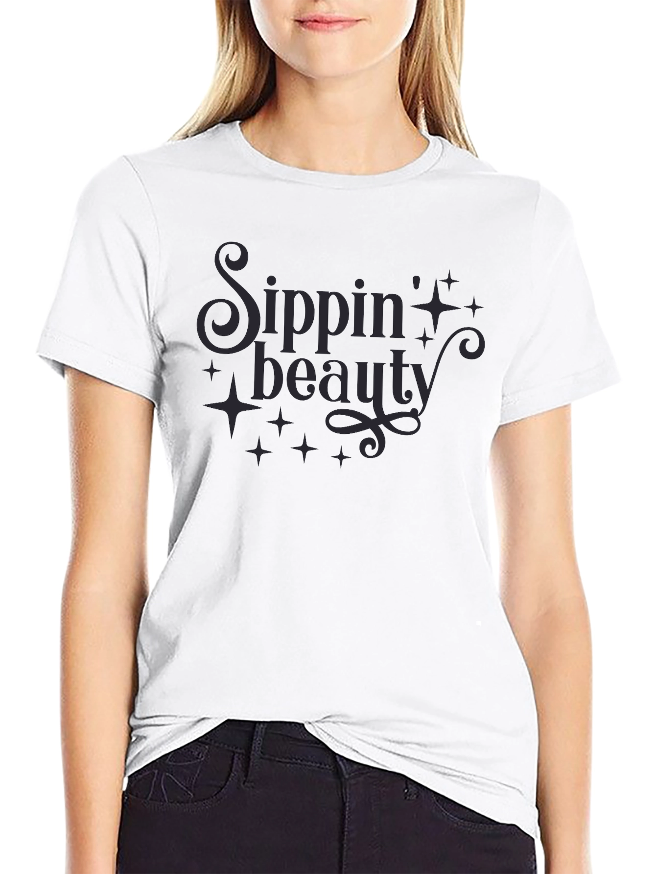 Sippin Beauty Graphic Tee - Stylish Comfort