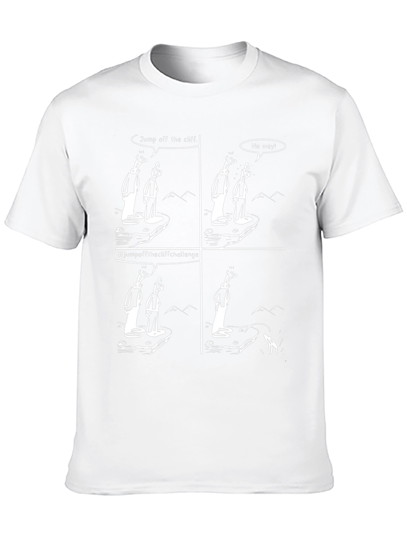 Humorous Cartoon T-Shirt - Cliff Challenge Design