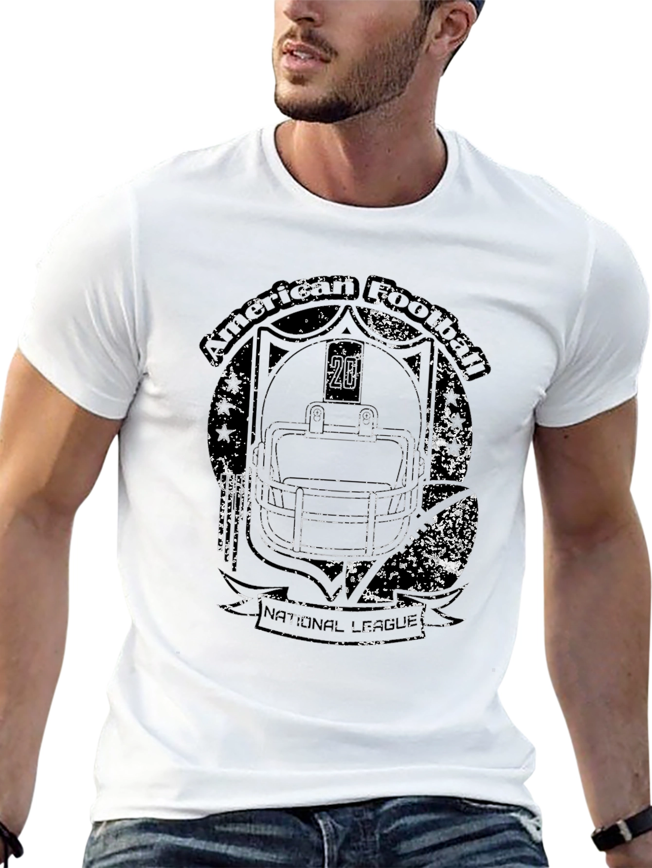 Distressed Football Helmet Graphic Tee