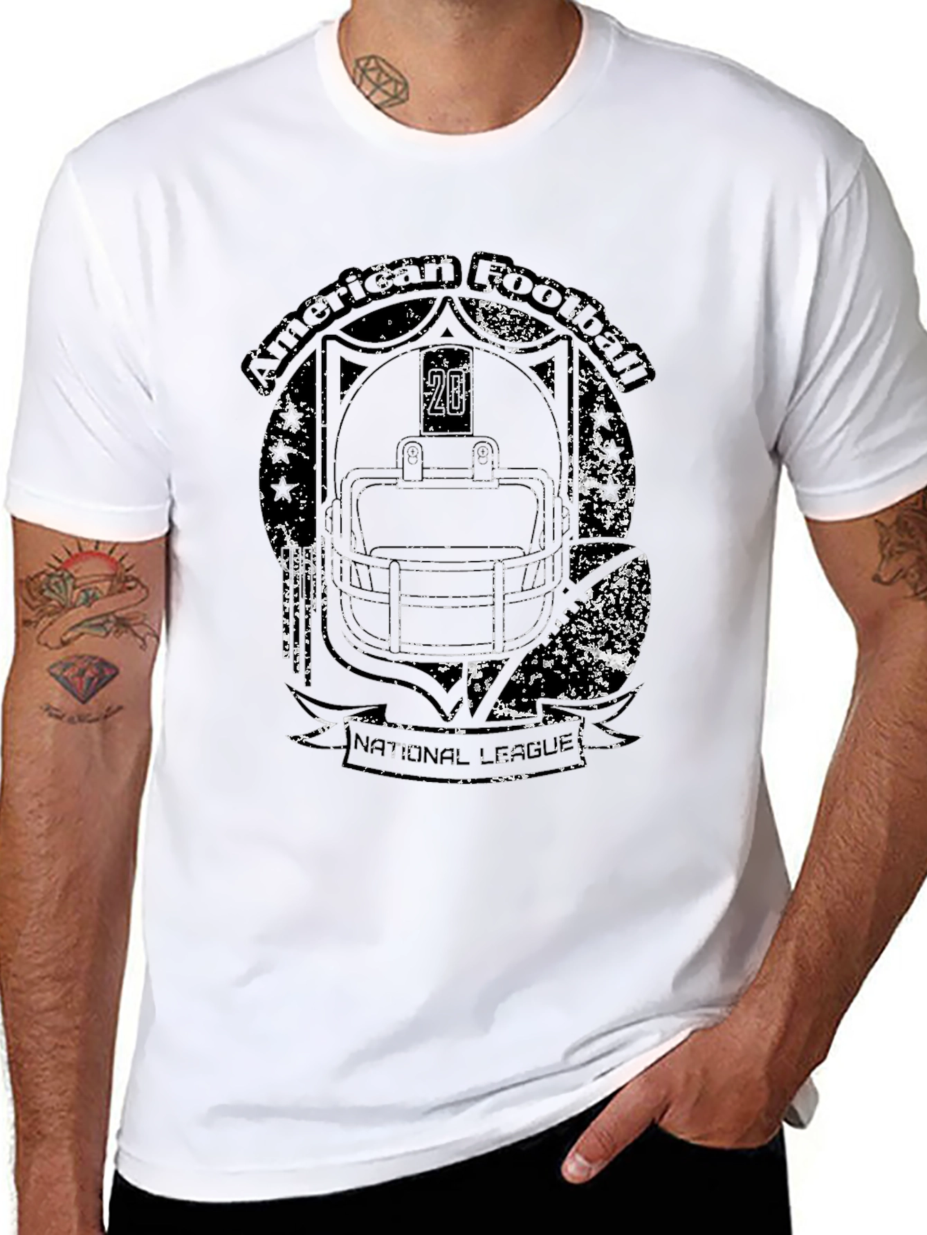 Distressed Football Helmet Graphic Tee