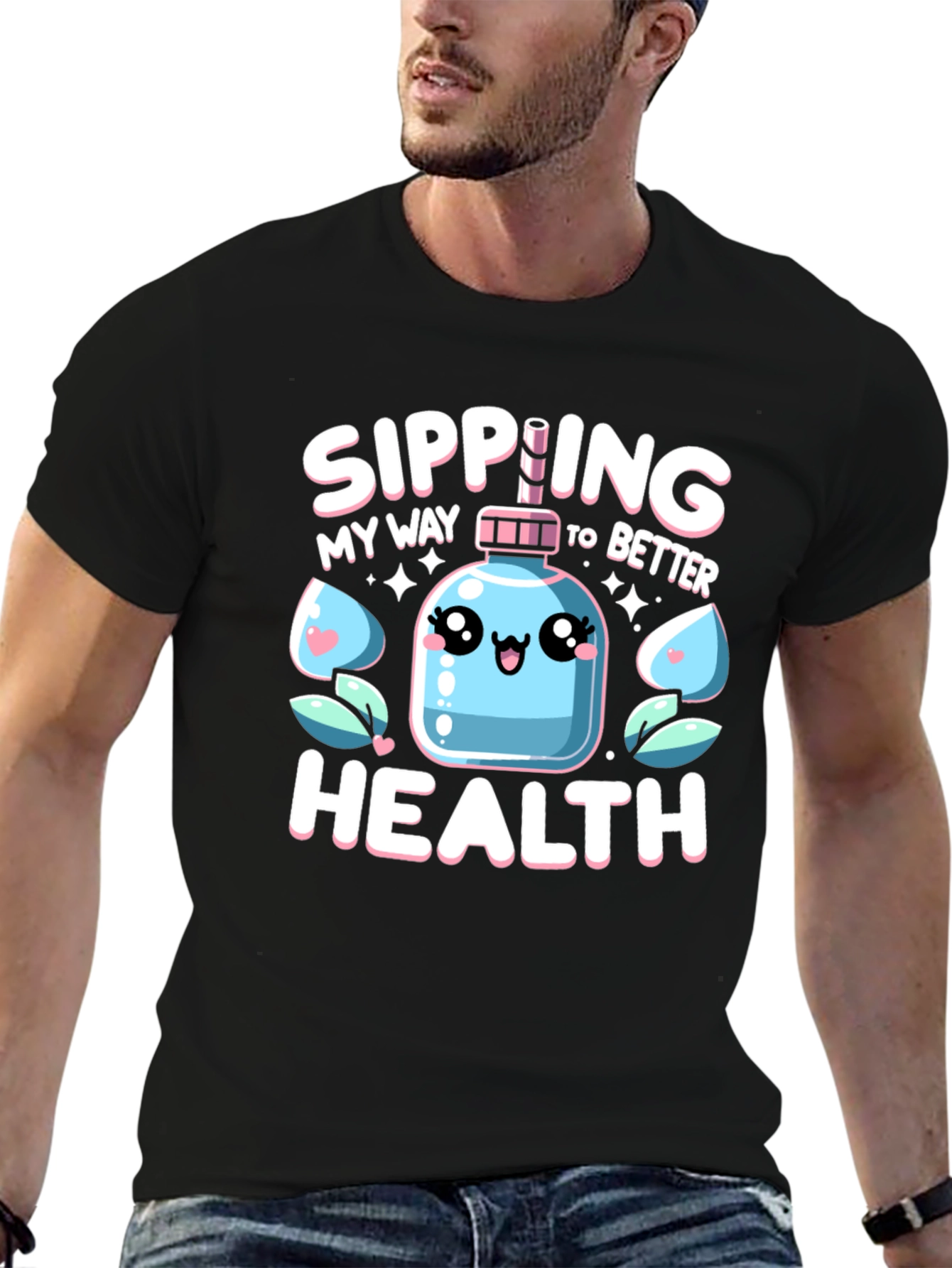 Sipping My Way To Better Health Black T-Shirt
