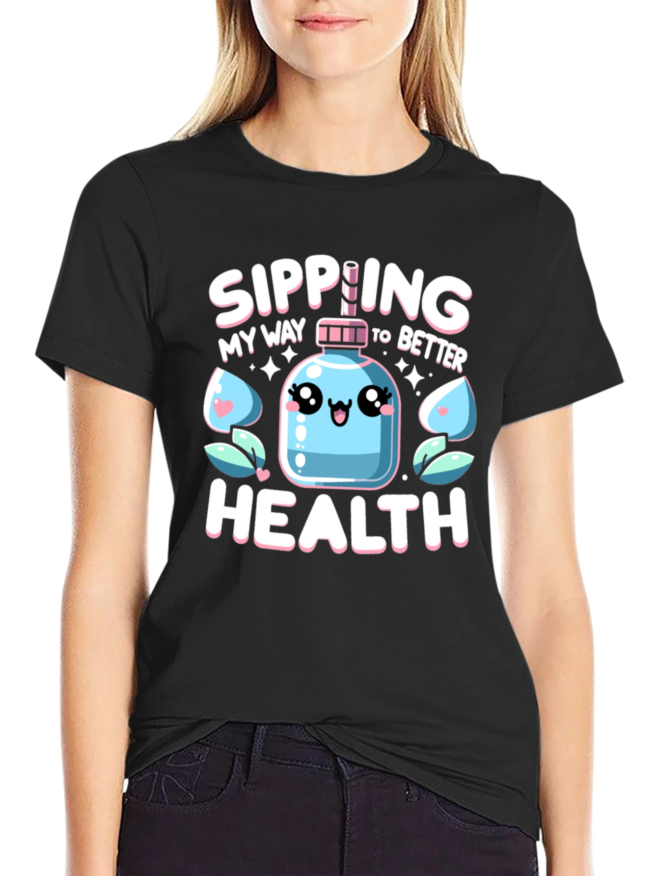 Sipping My Way To Better Health Black T-Shirt