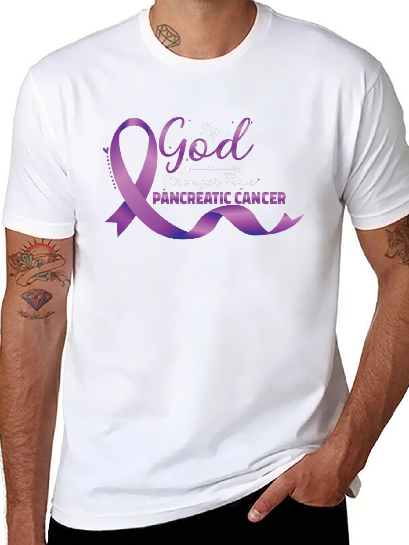 My God Stronger Pancreatic Cancer T-Shirt