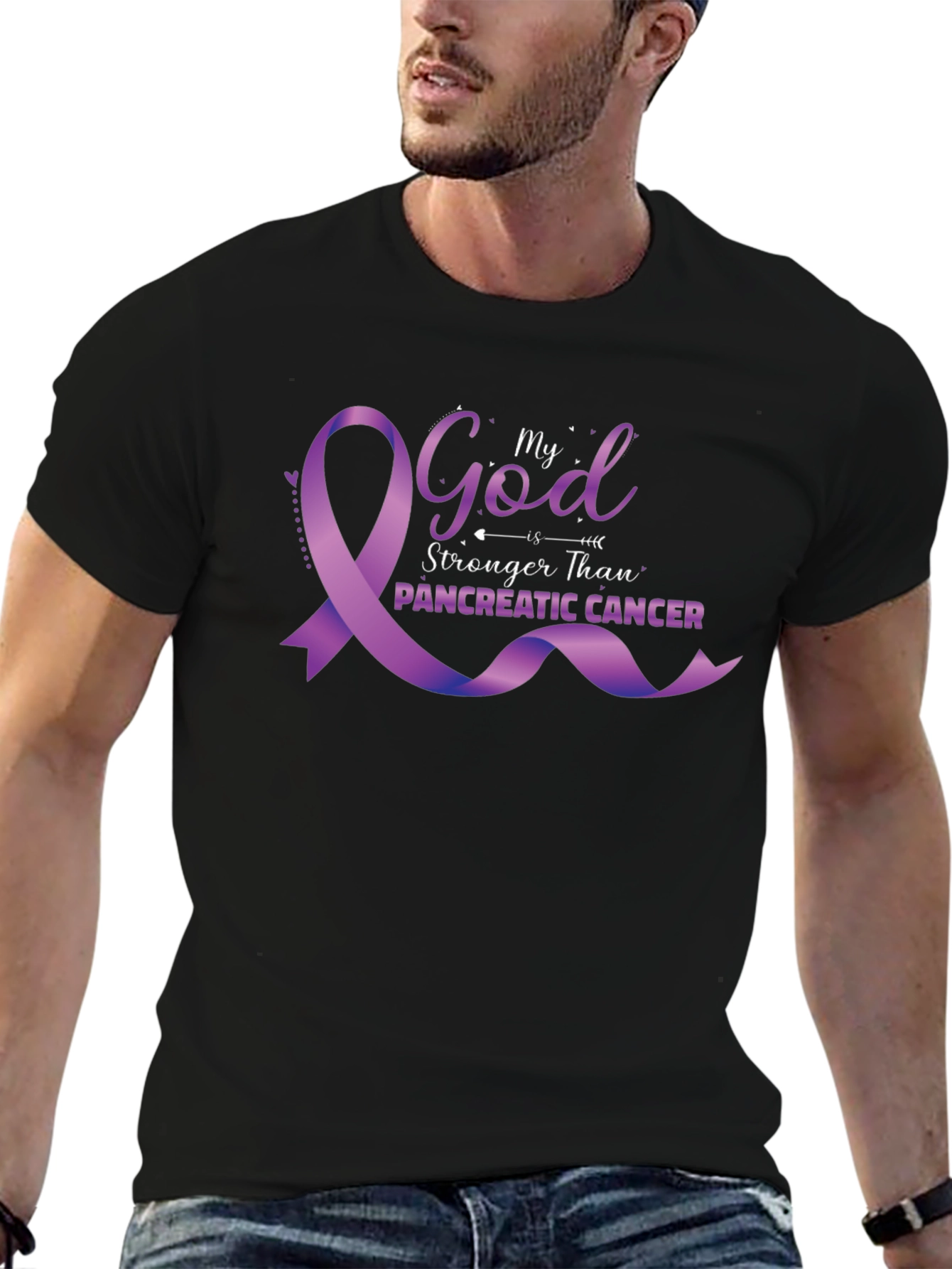 My God Stronger Pancreatic Cancer T-Shirt