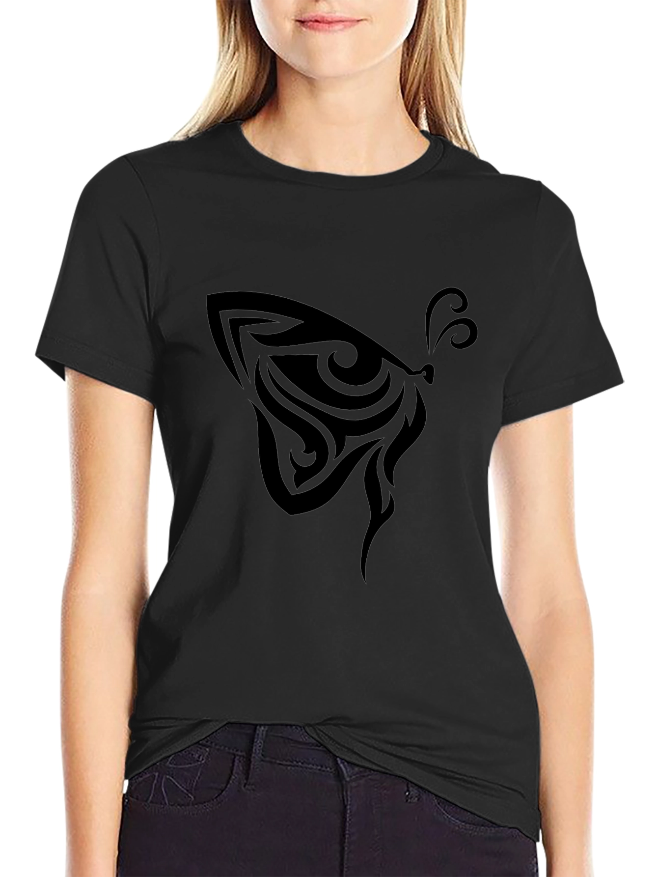 Tribal Butterfly Graphic Tee - Mens Black T-Shirt