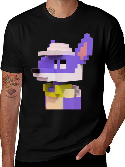 Pixel Art Character Graphic Tee - Black T-Shirt