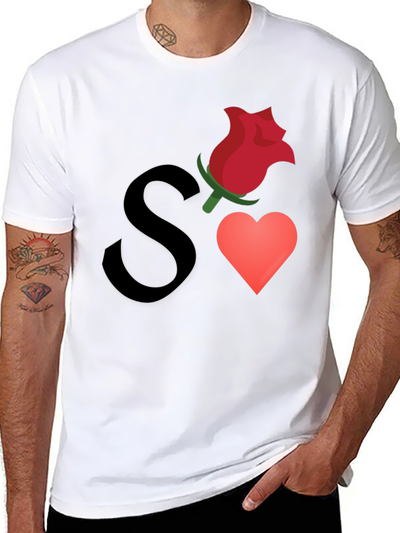 Romantic Graphic Tee - S Rose Heart