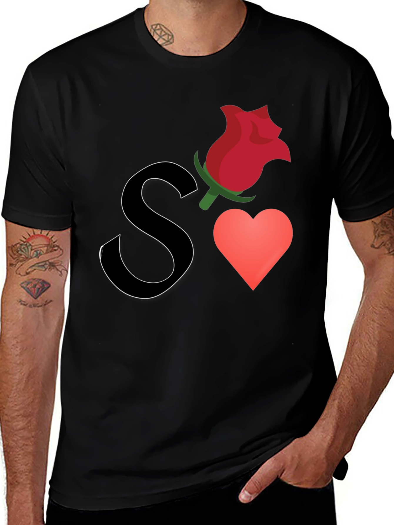 Romantic Graphic Tee - S Rose Heart